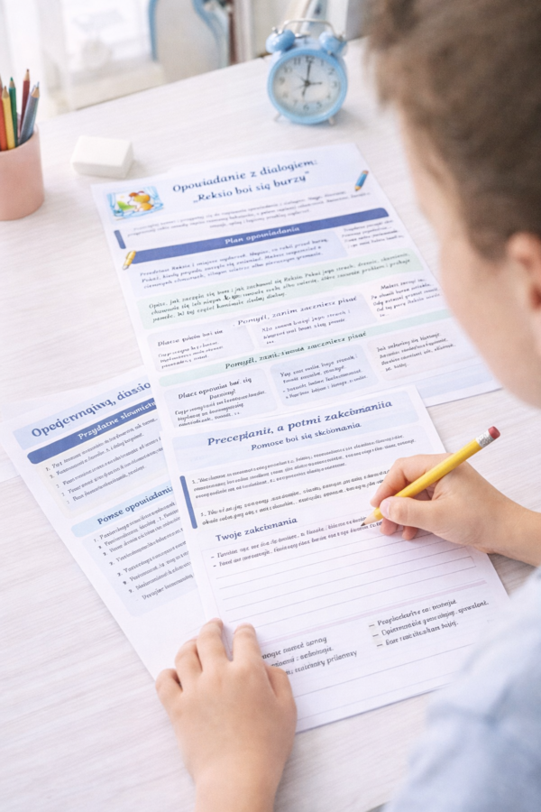 Opowiadanie z dialogiem: Reksio boi się burzy