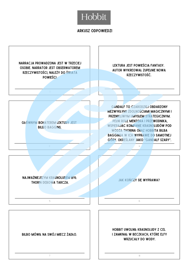 Hobbit, czyli tam i z powrotem – J.R.R. Tolkien | Interaktywne karty do lektury