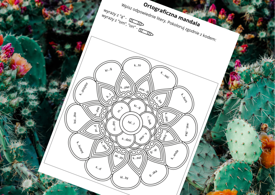 ORTOGRAFICZNA mandala – wyrazy z Ą - ON - OM – ortografia