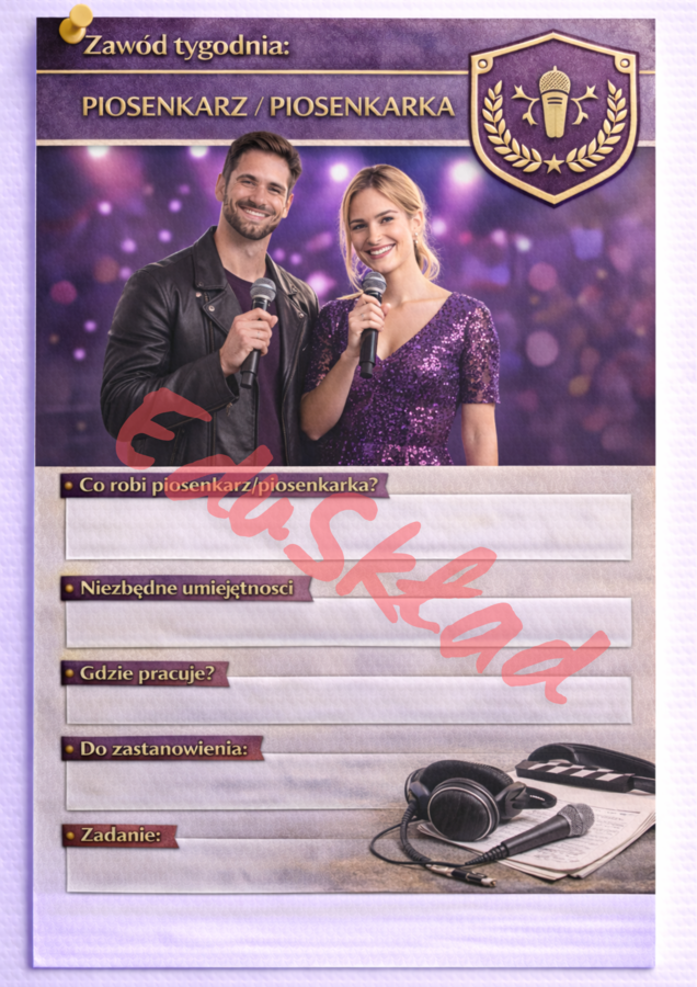 Karty zawodów „Zawód tygodnia” – do uzupełniania przez uczniów ✍️