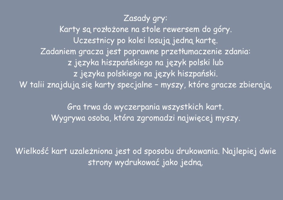 Gra językowa dla dzieci – karty do nauki  hiszpańskiego