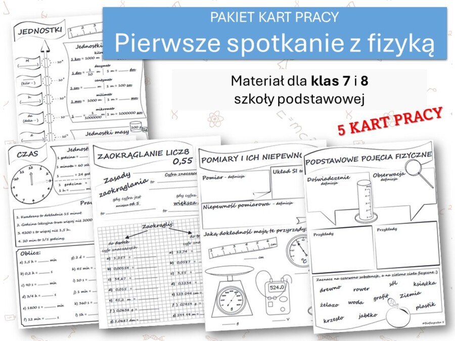 Fizyka 7 i 8. PAKIET KART PRACY. Pierwsze spotkanie z fizyką.