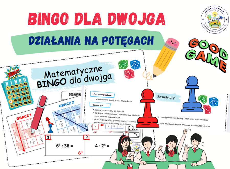 BINGO dla dwojga – Działania na potęgach / gra planszowa