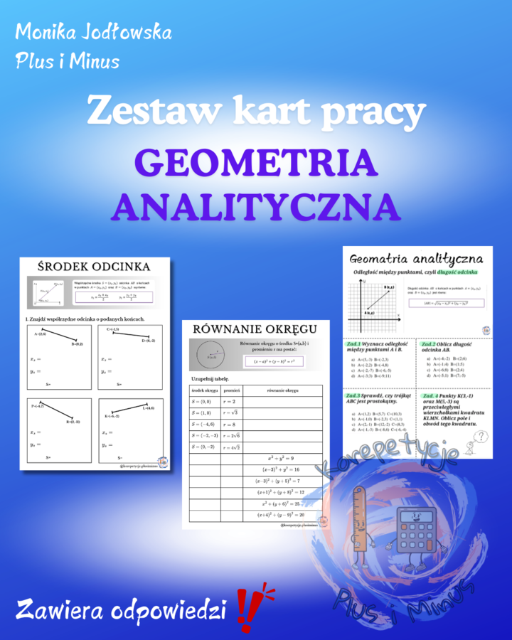Zestaw kart pracy geometria analityczna