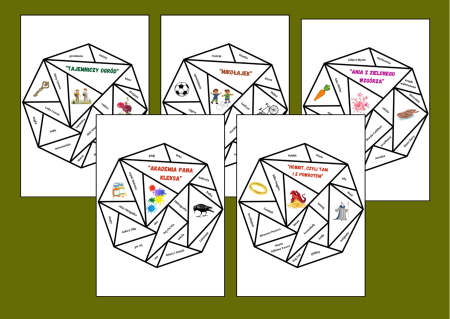 LEKTURY - kl. 4-6 – układanka – puzzle – egzamin – powtórka – ZESTAW - 15 szt.