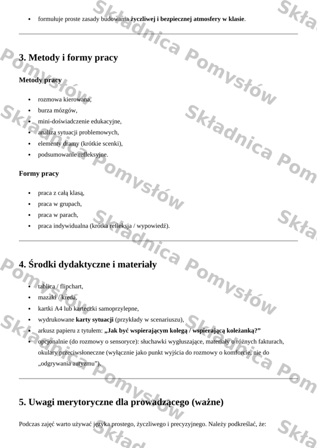 Światowy Dzień Świadomości Autyzmu – scenariusz zajęć - klasy 4–6; edytowalny; lekcja wychowawcza (autyzm)