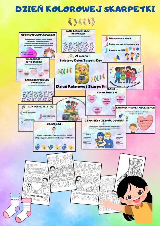 🧦🌈 Dzień Kolorowej Skarpetki – gotowy pakiet dla klas 1–3!