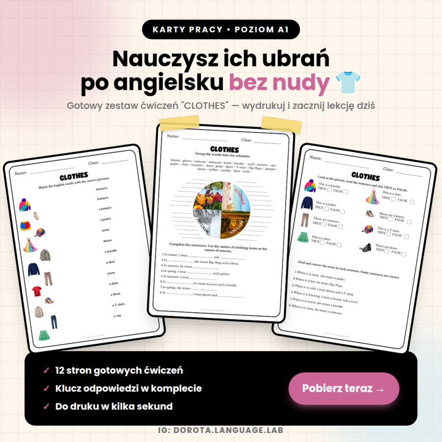Clothes - karty pracy (for beginners)