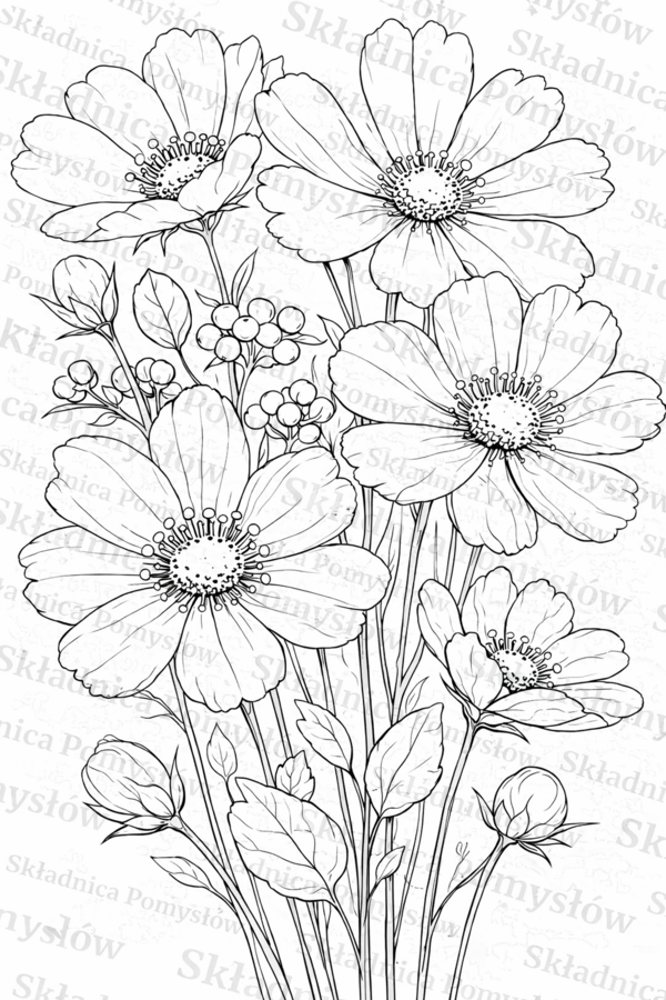 Darmowa kolorowanka - kwiaty; Dzień Matki; Dzień Kobiet; świetlica; dekoracja; zajęcia plastyczne