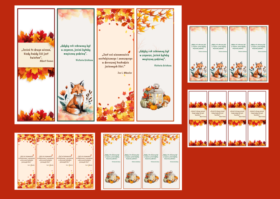 JESIENNE zakładki do książek – zakładka – jesień - wersja 1