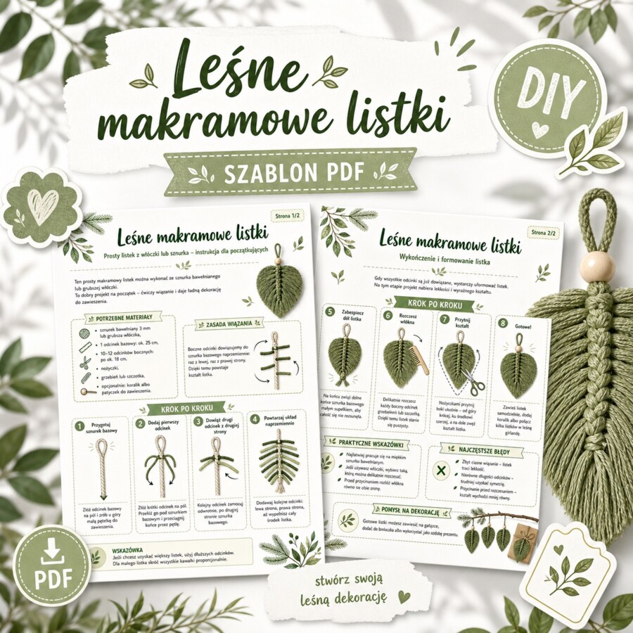 Leśne makramowe listki