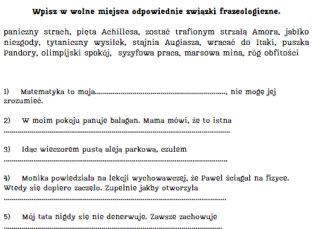 Mitologizmy - gry i ćwiczenia