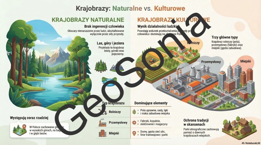 Infografika przyroda klasa 4 Rodzaje krajobrazów