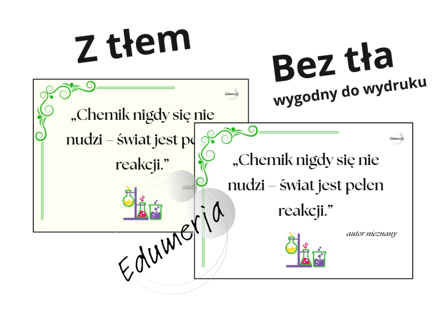 Chemiczne cytaty - 13 + 13 kart inspirujących - wersja pełna i ekonomiczna do wydruku