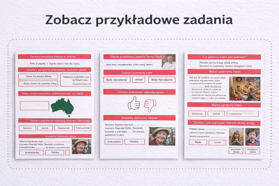 WIELKA I MAŁA LITERA [Karta pracy, sprawdzian]