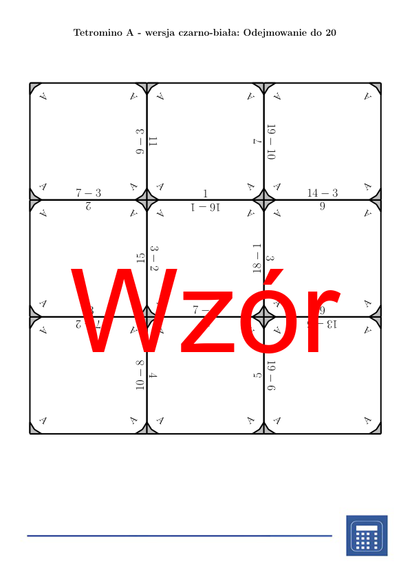 Tetromino - Odejmowanie do 20 | matematyka