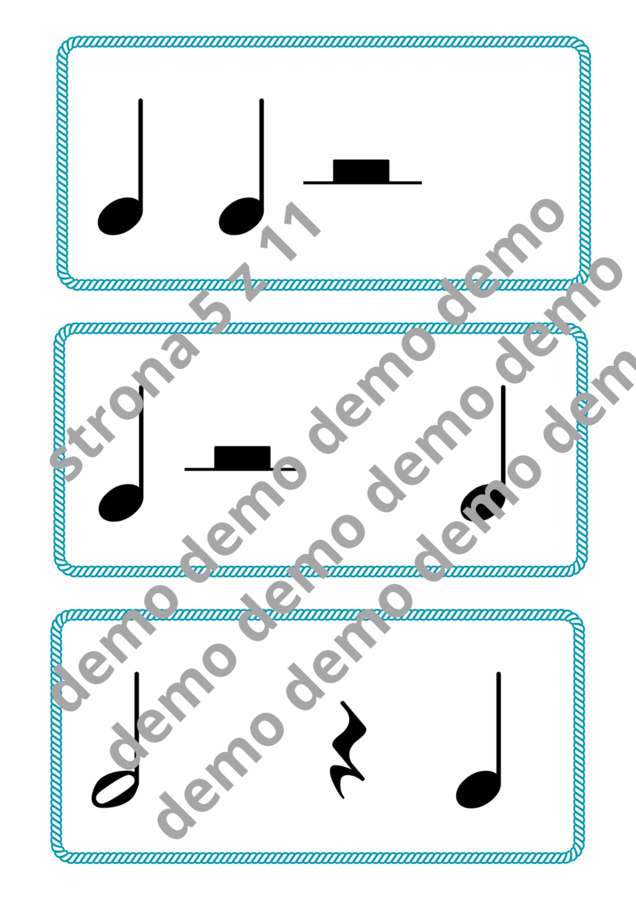 Muzyka. Karty do nauki wartości rytmicznych i ćwiczeń praktycznych. Metrum 4/4.