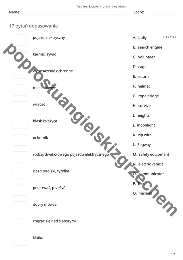 Teen Explorer 8 – Unit 4 – testy