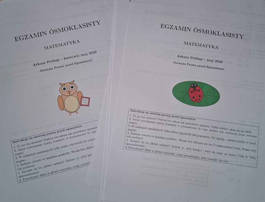 Wiosenny Dwupak Arkuszy Próbnych E8 z Matematyki (Edycja Sowa i Biedronka)