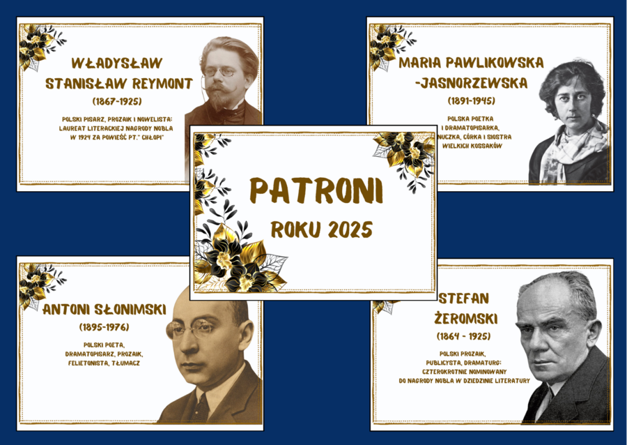 PATRONI ROKU 2025 – gazetka – biblioteka – język polski – 11 stron – wersja 2