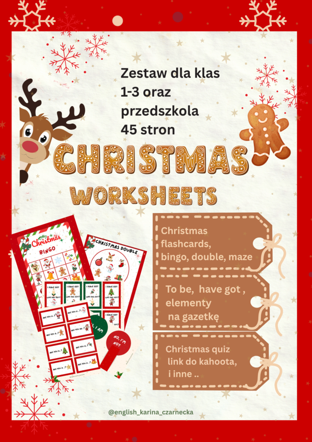 CHRISTMAS PACK🎄 - materiały na lekcję świąteczną w klasach 1-3 i przedszkolu