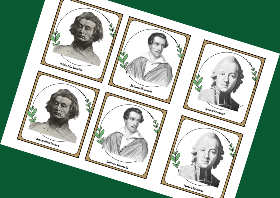 ŚWIATOWY DZIEŃ POEZJI - poeci – memory – 54 szt. – biblioteka - wersja 1