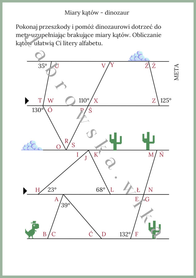 Miary kątów - dinozaur