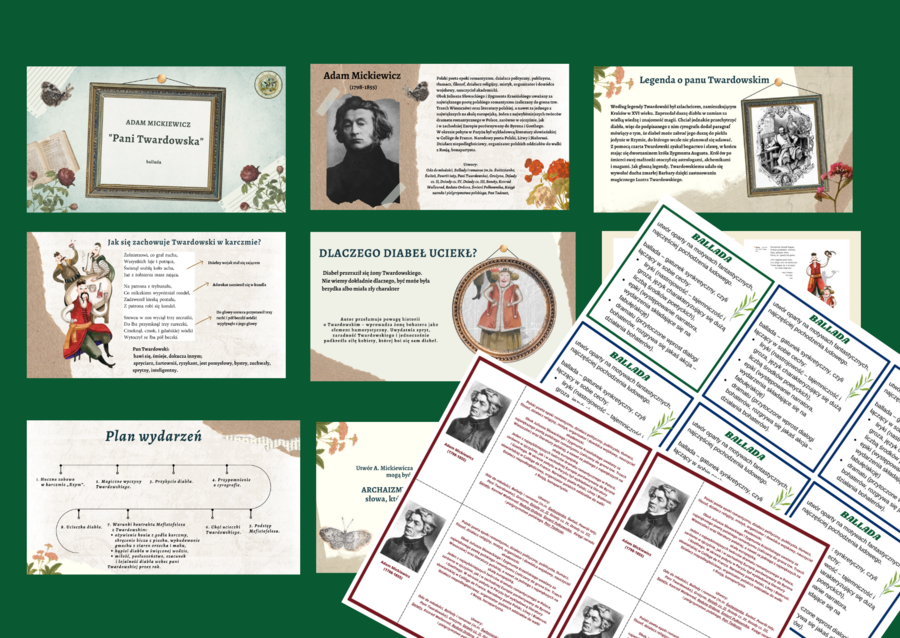 "PANI TWARDOWSKA" – prezentacja + 2 wklejki – ballada – biogram A. Mickiewicza