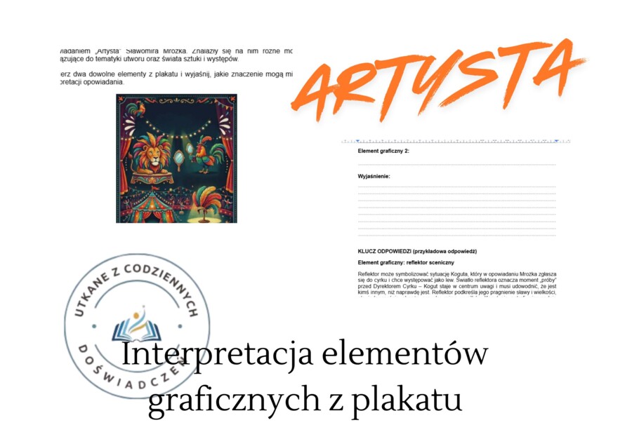 Interpretacja elementów graficznych z plakatu-  S. Mrożek ,,Artysta”