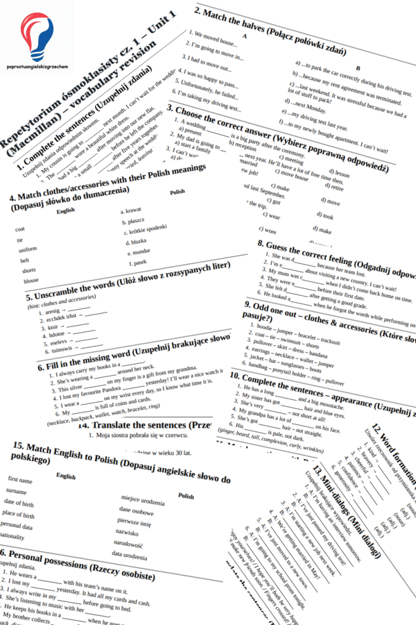 Repetytorium ósmoklasisty cz. 1 – Unit 1 (Macmillan) – vocabulary revision