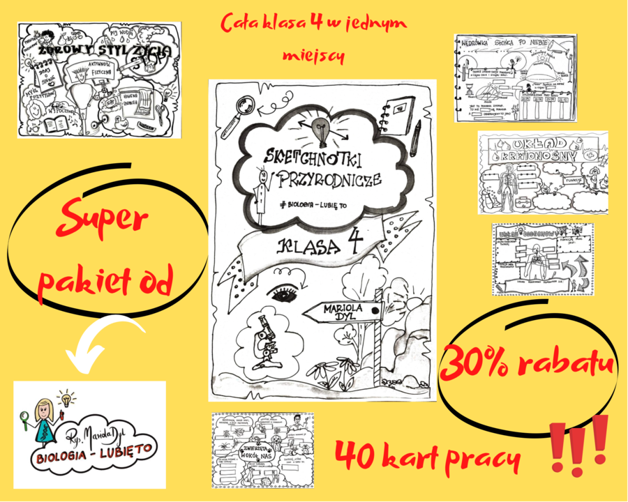 Pakiet materiałów z przyrody do klasy 4 -cały rok w jednym zestawie (40 kart pracy do uzupełnienia dla ucznia)