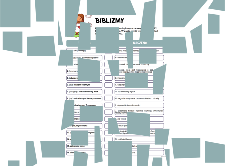 Biblizmy - dopasuj biblizm do znaczenia