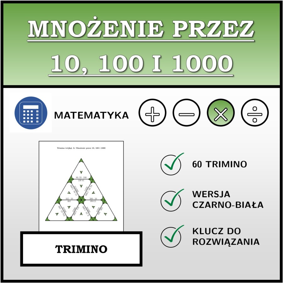 Trimino - Mnożenie przez 10, 100 i 1000 | matematyka
