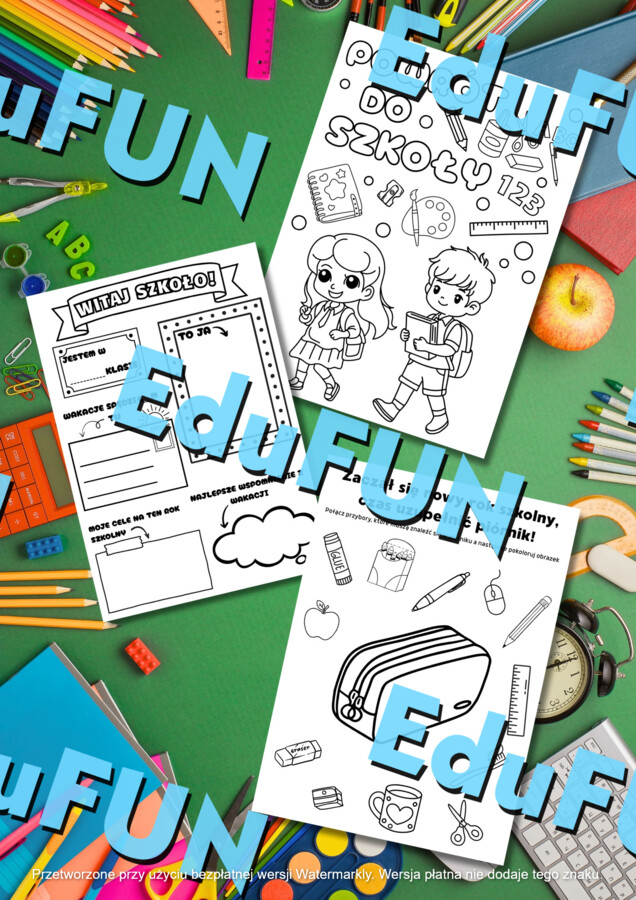 Powrót do szkoły! - kolorowanka, karty pracy, 6 stron