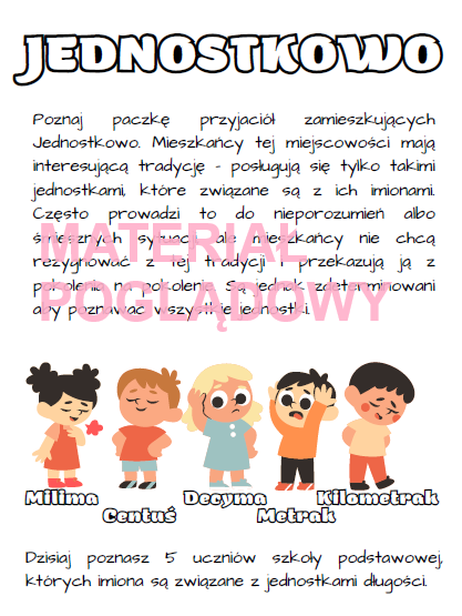 Jednostki długości - karta pracy klasy 4, 5 (materiał na całą lekcję)