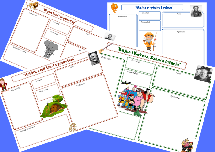 Lektury kl.4-6 - świat przedstawiony - karty pracy