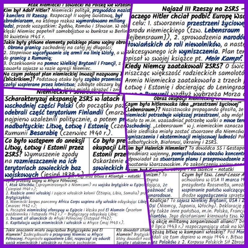 Przebieg II wojny światowej – komplet NOTATEK