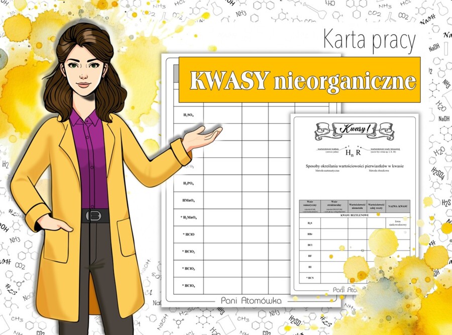 Klasa 8. Chemia. Kwasy. Tabela kwasów.