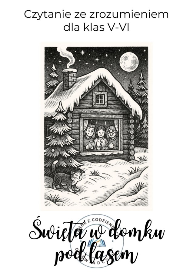 Święta w domku pod lasem. Czytanie ze zrozumieniem dla klas V-VI z kluczem odpowiedzi.