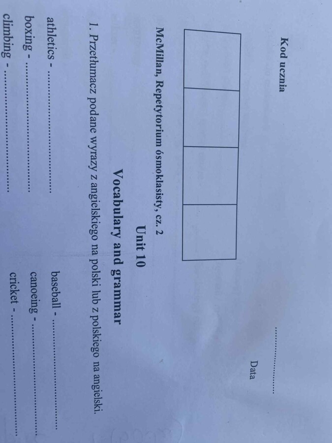 Unit 10 Repetytorium ósmoklasisty cz. 2 McMillan