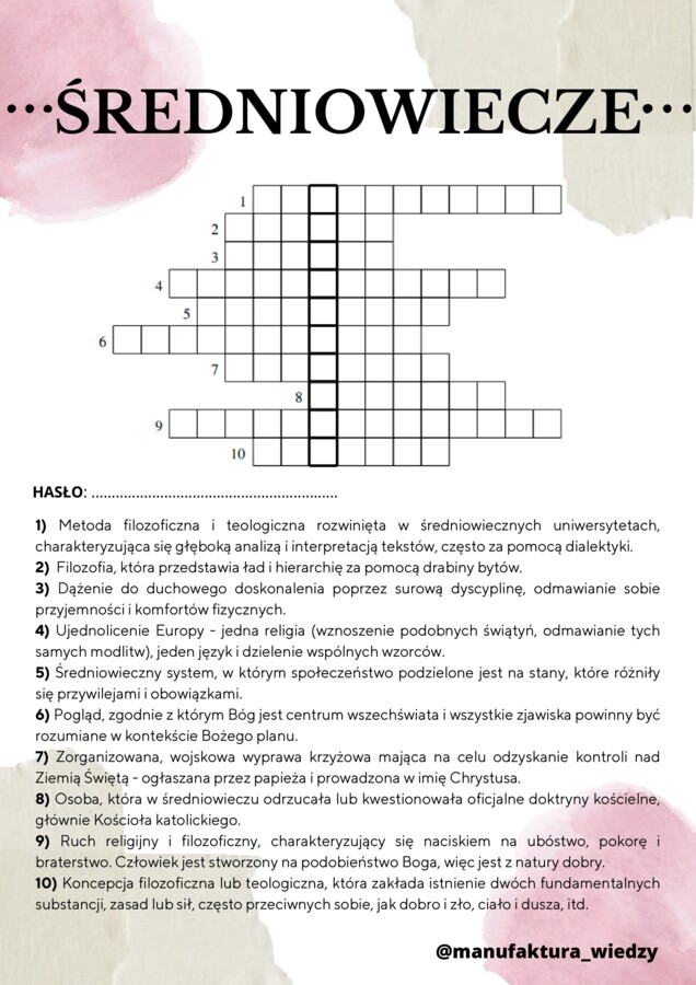 Krzyżówka - średniowiecze