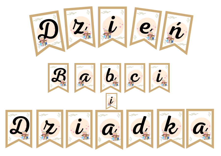 Dzień Babci i Dziadka - napis girlanda tylko 3 zł, każda litera A4