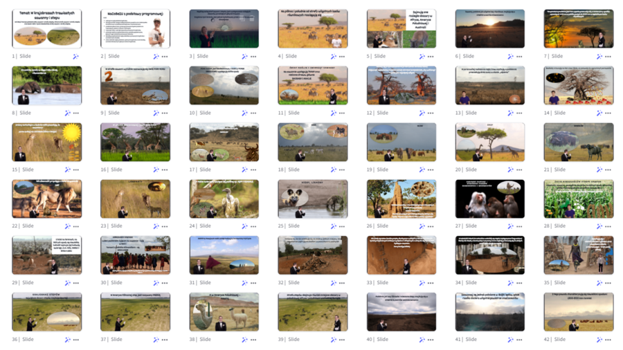 Krajobrazy trawiaste sawanny i stepów – prezentacja multimedialna w genial.li do edycji do geografii w klasie 5