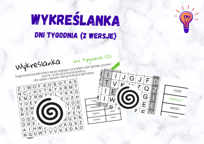 Wykreślanka - dni tygodnia w dwóch wersjach