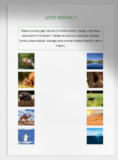 Łamigłówki i kolorowanki. Cykl życia roślin i zwierząt. Elementy krajobrazu. Połącz w pary.