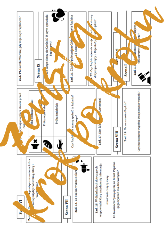 ZEMSTA: Krok po kroku – karta pracy do lektury