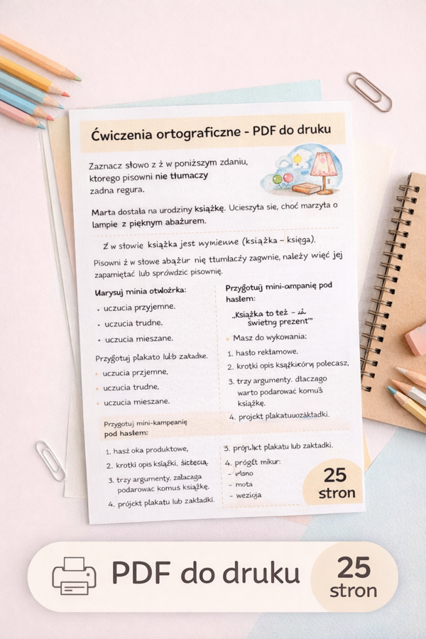 PISOWNIA WYRAZÓW Z Ż I RZ NIEWYMIENNYM. Pakiet zadań + komentarz