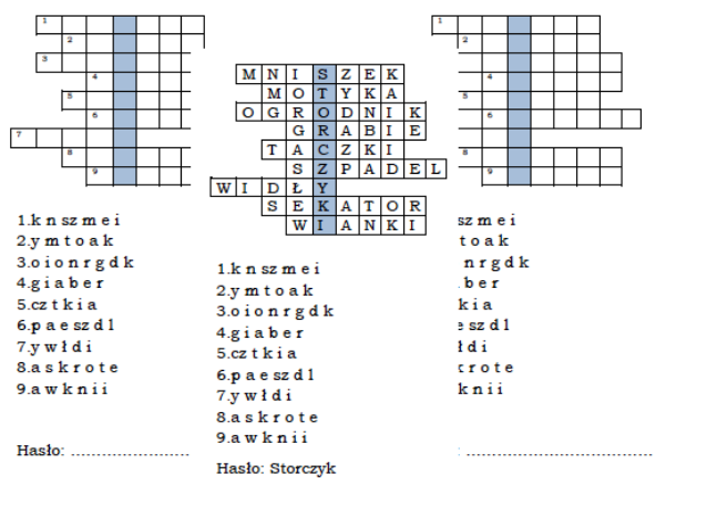Ogrodniczy logogryf dla klasy