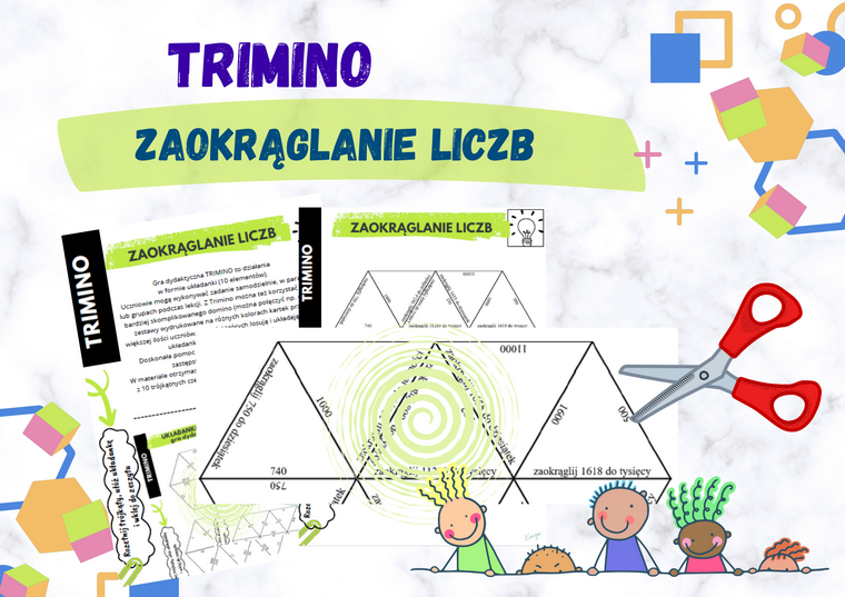 Zaokrąglanie liczb - układanka trimino
