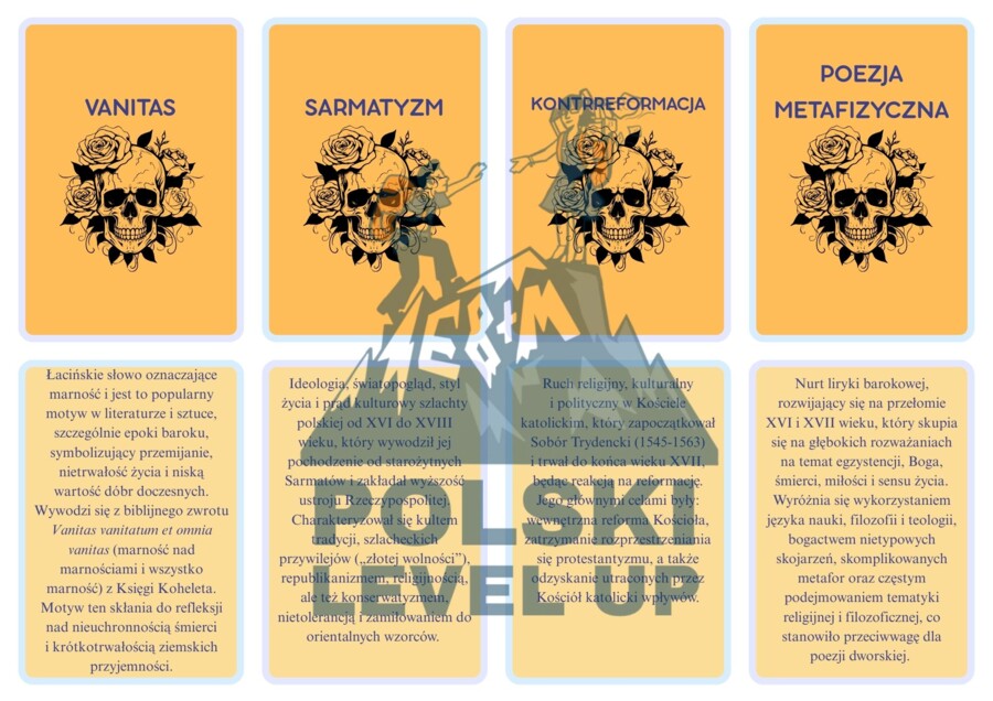 Fiszki literackie_barok_Polski Level Up